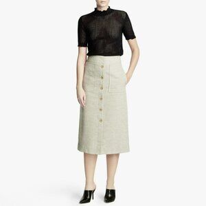 3.1 Phillip Lim Cream/taupe calf length midi skirt buttoned large pockets size 2
